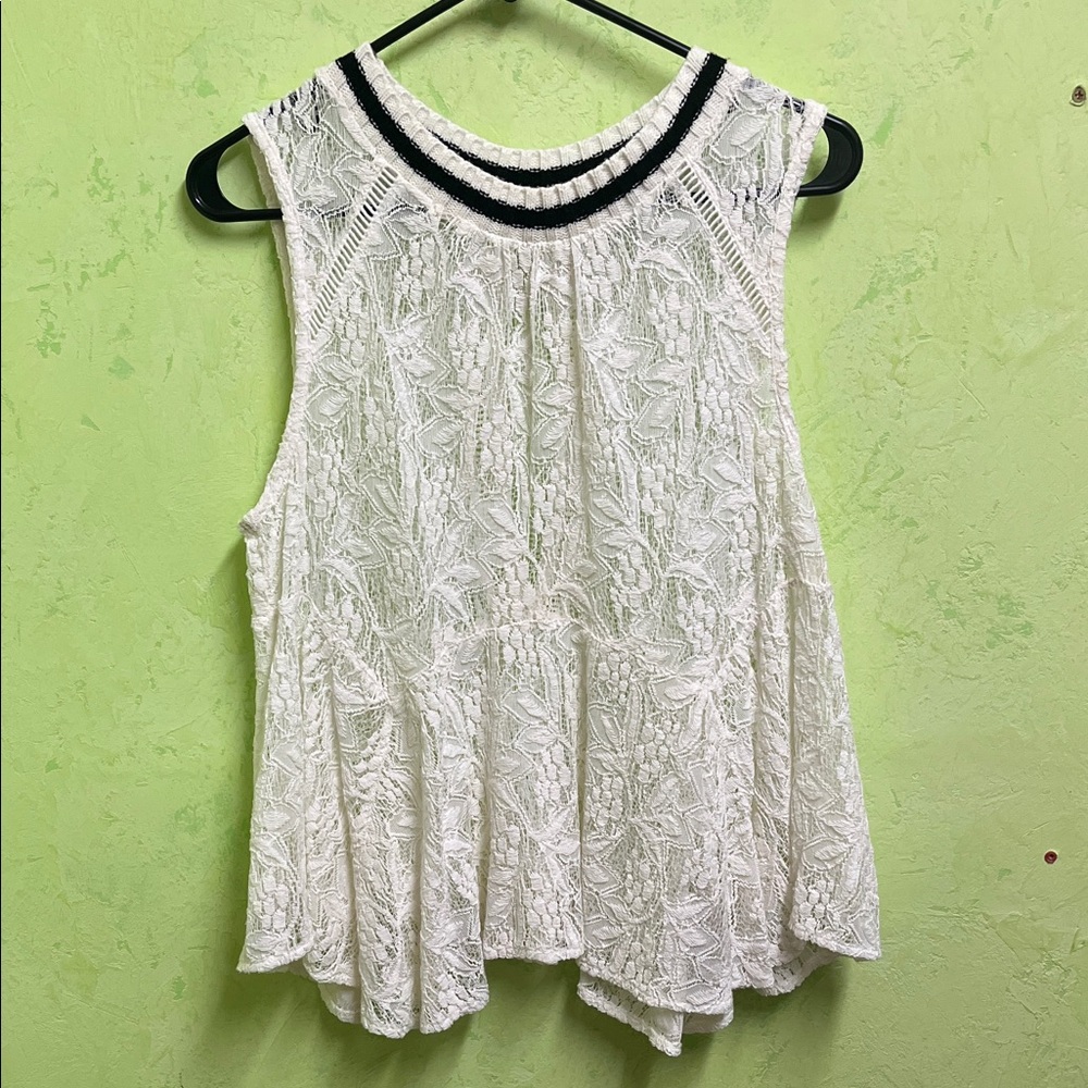 Free People Lace Peplum Top Blouse Shirt